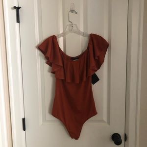 Paperoc Young Contemporary Rust Ruffle Bodysuit